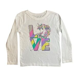 3/$15 Place Girls Unicorn Love Long Sleeve Shirt Size Small 5-6